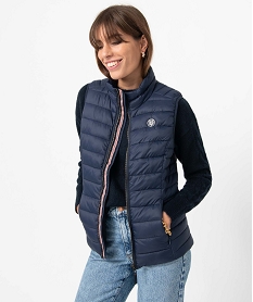 GEMO Blouson femme sans manches en matière matelassée Bleu