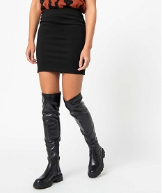GEMO Jupe femme courte et ajustée en maille noir standard