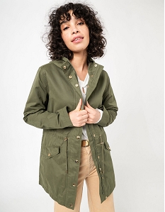 GEMO Trench à capuche avec boutons métalliques femme Vert