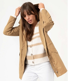 GEMO Trench à capuche avec boutons métalliques femme Brun