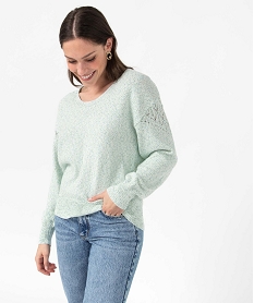 GEMO Pull femme en maille chinée décolleté dans le dos Multicolore