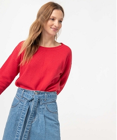 GEMO Pull femme en maille graphique et ouverture dos rose chine