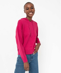 pull femme a capuche ajustable par cordon rose pullsI681201_1