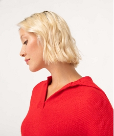 pull femme coupe courte avec grand col rougeI681801_2