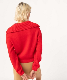 pull femme coupe courte avec grand col rougeI681801_3