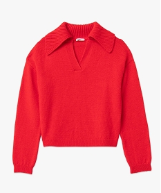 pull femme coupe courte avec grand col rougeI681801_4