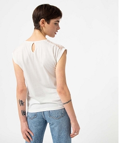 tee-shirt femme a manches courtes avec dentelle sur les epaules beigeI685401_3