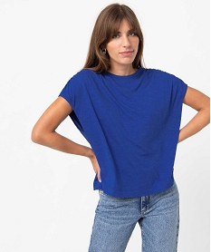 GEMO Tee-shirt femme loose et pailleté Bleu