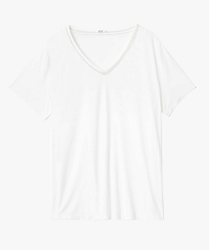 tee-shirt femme grande taille avec col v fantaisie blancI688401_4