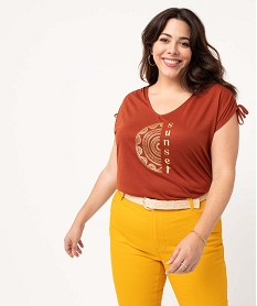 tee-shirt femme grande taille loose en maille fluide orangeI689801_1