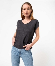 tee-shirt femme a col v et manches ultra courtes grisI690901_1