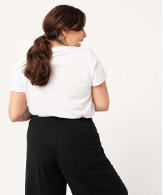 tee-shirt femme grande taille a manches courtes et poche fantaisie blancI691901_3
