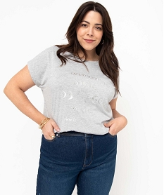 tee-shirt femme grande taille a manches courtes avec motifs grisI692701_1