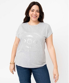 tee-shirt femme grande taille a manches courtes avec motifs grisI692701_2