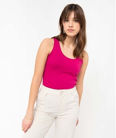 GEMO Débardeur femme uni col rond rose vif
