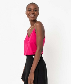 GEMO Débardeur femme avec décolleté en V et petits boutons rose standard