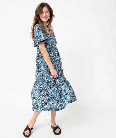 GEMO Robe femme imprimée à manches courtes et volants Imprimé