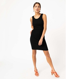 GEMO Robe femme moulante en maille gaufrée Noir