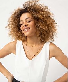 GEMO Robe femme avec col V et croisillons dans le dos blanc chine