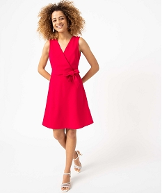 GEMO Robe femme avec décolleté cache-coeur et dos dentelle rose standard