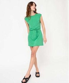 GEMO Robe femme en maille fluide légèrement pailletée Vert