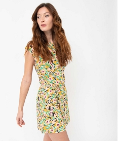 GEMO Robe femme imprimée en maille fluide coupe courte imprime floral