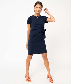 GEMO Robe tee-shirt femme avec noeud à la taille bleunavy