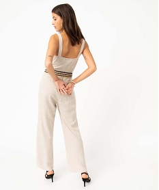 combinaison pantalon femme a bretelles contenant du lin beigeI706701_3