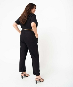 combinaison pantalon femme grande taille contenant du lin noir pantacourts et shortsI706901_3