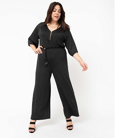 GEMO Combinaison pantalon femme grande taille en maille extensible noir standard