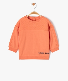 sweat bebe garcon a plastron matelasse orange sweatsI707901_1