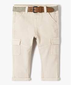 GEMO Pantalon bébé garçon cargo avec ceinture chinée - LuluCastagnette Beige