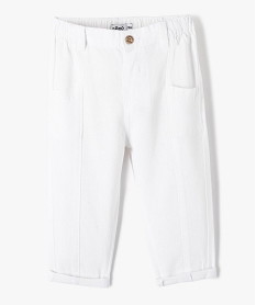 GEMO Pantalon bébé garçon élégant en lin Blanc