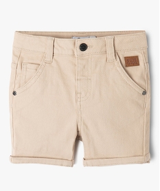 GEMO Short slim uni en toile extensible bébé garçon beige standard