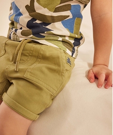 bermuda bebe garcon en toile stretch et grandes poches - lulucastagnette vertI711801_4