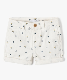 GEMO Bermuda bébé garçon en coton stretch imprimé - LuluCastagnette blanc chine