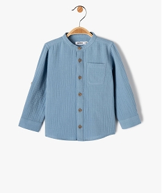 GEMO Chemise à manches longues en double gaze de coton bébé garçon Bleu