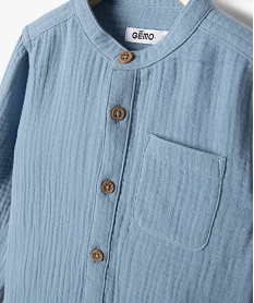 chemise a manches longues en double gaze de coton bebe garcon bleuI712901_2
