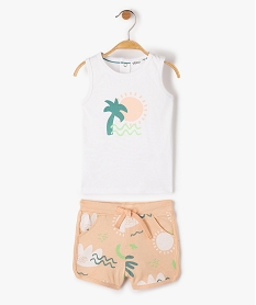 GEMO Ensemble bébé fille 2 pièces : short + débardeur imprimés orange standard