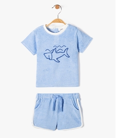 GEMO Ensemble bébé garçon 2 pièces : short + tee-shirt en éponge Bleu