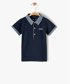 GEMO Polo bébé garçon à manches courtes avec détails contrastants navy