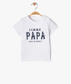 GEMO Tee-shirt bébé garçon à manches courtes et message humoristique blanc vif