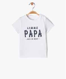 GEMO Tee-shirt bébé garçon à manches courtes et message humoristique Blanc