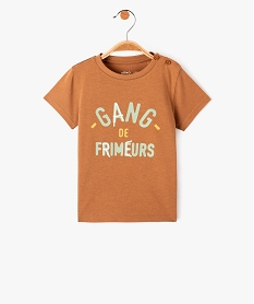 GEMO Tee-shirt bébé garçon à manches courtes et message humoristique Brun