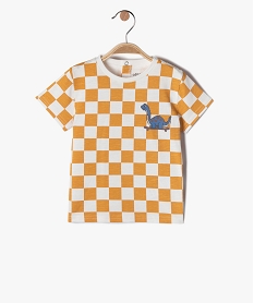 GEMO Tee-shirt bébé garçon à manches courtes imprimé carreaux marron vif