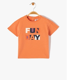 GEMO Tee-shirt bébé garçon à manches courtes et imprimé en relief orange standard