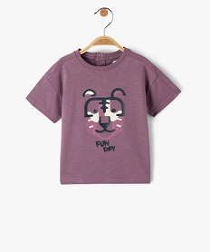 GEMO Tee-shirt bébé garçon à manches courtes et imprimé en relief violet standard