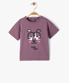 GEMO Tee-shirt bébé garçon à manches courtes et imprimé en relief Violet