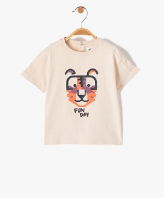 GEMO Tee-shirt bébé garçon à manches courtes et imprimé en relief blanc chine