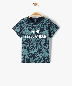 GEMO Tee-shirt bébé garçon à manches courtes motifs et message Bleu